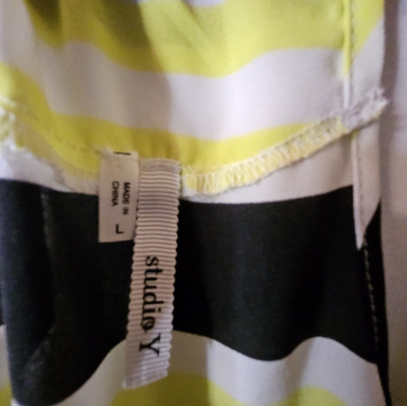 Studio Y Yellow & Black Striped Speghetti Strap Tank Top - Picture 3 of 5